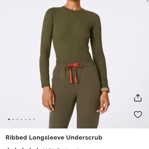 FIGS Spruce Ribbed Longsleeve Underscrub